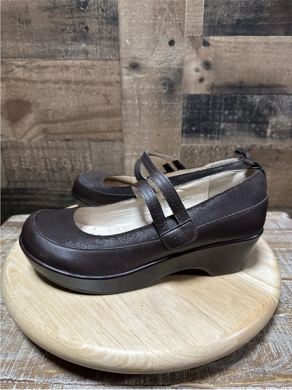 Jambu Scarlet Too Mary Jane Wedge Shoe Womens 10 Brown Leather Comfort Work Shoe - Picture 2 of 8